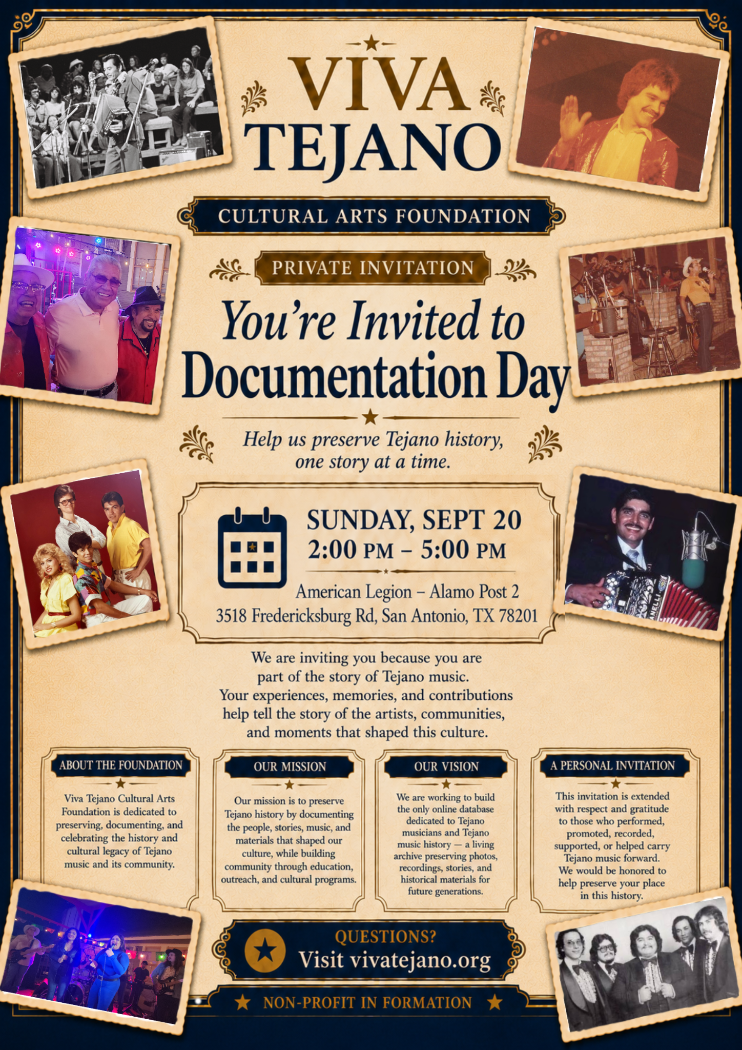 Viva Tejano Documentation Day invitation for September 20, 2026