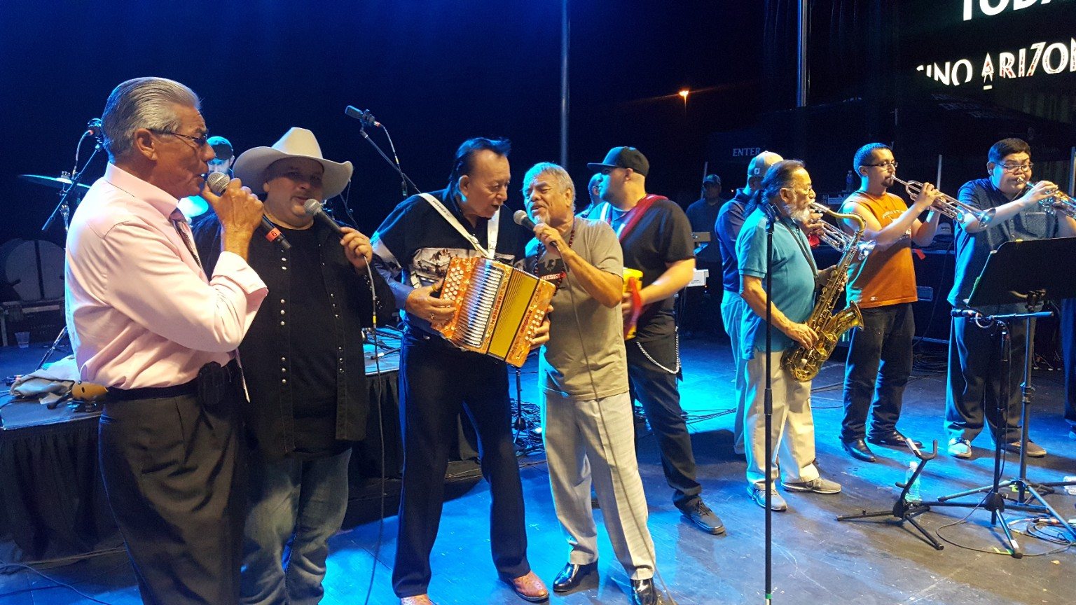 Tejano music legends and musicians gathered onstage